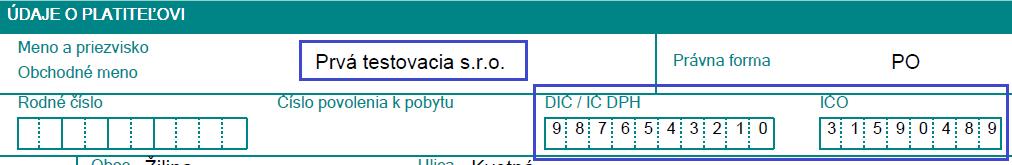 Základné nastavenia/organizácie Príklady zobrazovania zadaných údajov zo záložky Základné údaje organizácie typu HUMANET vo výstupných