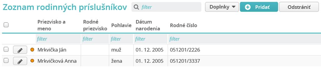 HUMANET PERSONALISTIKA A MZDY časť I. Pridanie osoby do tabuľky Rodinní príslušníci Po výbere zdroja evidencie Pomocná evidencia osôb kliknite na tlačidlo s bodkami na konci políčka Osoba zo zoznamu.