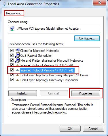 Under the [Networking] tab select