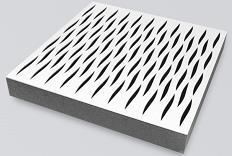 vyrobeno z akustické pěny USAP (Unique Sonitus Acoustics Polyester) v nehořlavé úpravě vyhovující normě FMVSS 302*Polyester, tloušťka panelu je 8cm, povrch s černou sametovou 1mm vrstvou vláken v