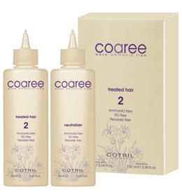 COAREE - WAVE KIT - JEMNÁ TRVALÁ ONDULACE Jemný systém ondulace bez kyseliny thioglykolové, amoniaku a oxidantu, vhodný pro vlasy silné, přírodní, chemicky upravované. SET č.