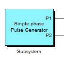 4.2. Nastavování parametrů součástek a jejich bloky 4.2.1. Generátor pulsů pro tyristory (Single phase Pulse Generator) Obr.