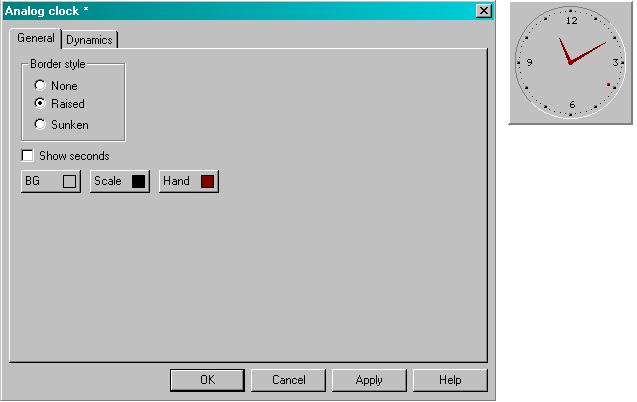 Programování Grafické zobrazení a řízení 7 Analog slock Časový objekt pro zobrazení analogových hodin.