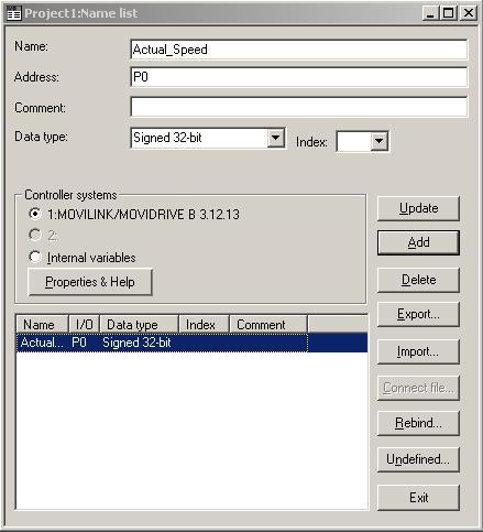 Programování Komunikace se zařízeními MOVDRVE a MOVTRAC 7 7 ndexová komunikace s měniči připojenými na RS-485 Vedle přímého zadání adresy RS-485 může komunikace probíhat také indexovaně.