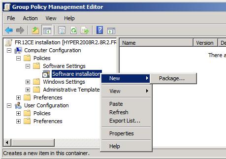 V okně Editoru objektů Zásad skupin klepněte na možnosti Computer Configuration>Software