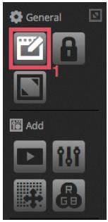 Úprava rozhraní Poloha, velikost a párování ovládacího prvku lze upravit kliknutím na tlačítko Upravit (1). Dvojklikem na ovládací prvek otevřete editor ovládacího prvku.