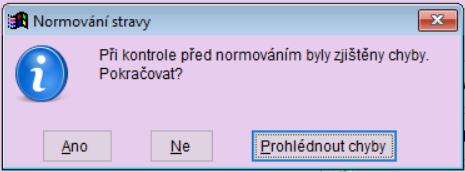 Chyby při normování Toto drobné vylepšení Vám ušetří práci při normování. Pokud program nalezne nějaké nesrovnalosti, zahlásí Vám to a Vy si chyby můžete prohlédnout na tiskové sestavě.