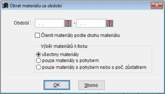 Vylepšení sestavy Obrat materiálu Do sestavy jsme doplnili možnost tisknout jednotkové ceny materiálu.