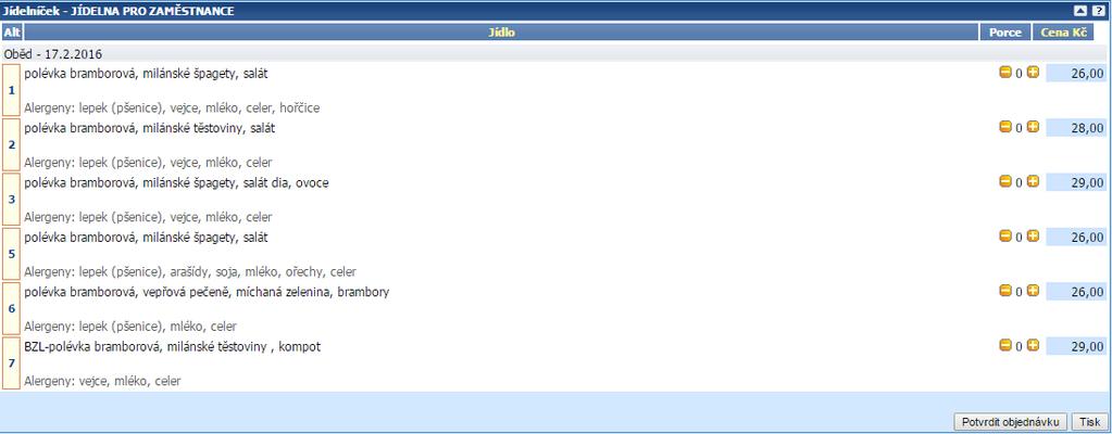 požadovanou výdejnu. Dále pokračujte bodem jídelníček na jeden den, jídelníček na období od-do nebo sestavení jídelníčku. 2.1.
