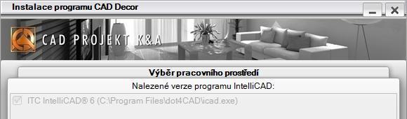 Instalační program nejprve na disku vyhledá předchozí instalace programu dot4cad: Je-li potřebná verze dot4cadu na disku nalezena, instalace