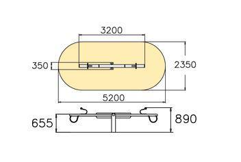 mm Min. prostor / délka: 5200 mm Min. prostor / šířka: 2350 mm Popis produktu: Vahadlová houpačka. Výška sedáku je 660 mm.