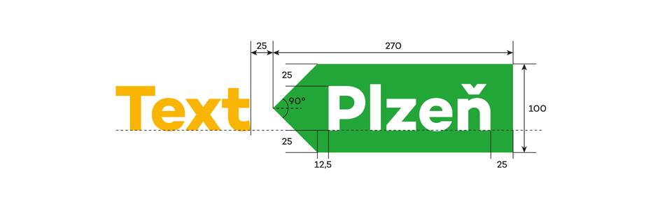 Značka Město Plzeň Obecné a tematické značky (A-B) Rozkres značky Pomocí rozkresu je přesně definován tvar značky, rozmístění jednotlivy ch elementů, jejich poměry a velikosti.