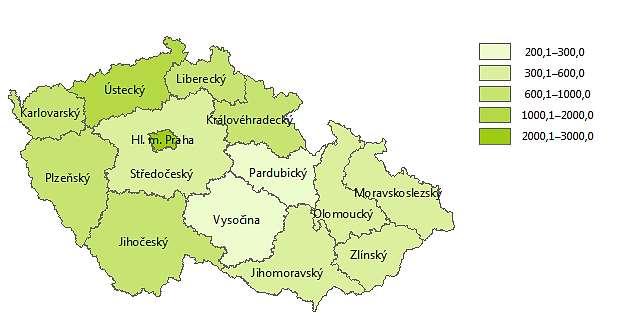 Počet jehel (v mil. ks) Počet IUD (v tis.) Opatření zaměřená na zdravotní souvislosti a důsledky užívání drog mapa 7-1: Počet distribuovaných jehel a stříkaček v krajích ČR v r. 2016 na 1 mil.