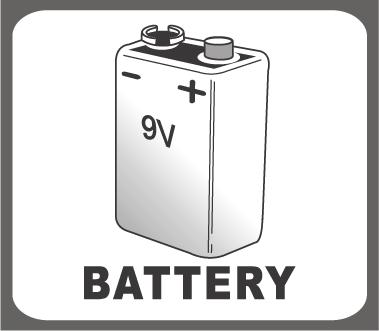 Pokyny k použití Napájení a výměna BATERIE Typ baterie: 9V (není součástí balení) Výměna BATERIE Sundejte kryt prostoru baterie a