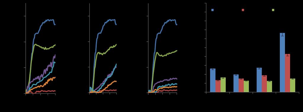 Růstové křivky a stanovení IC 50 Legenda: Všechny grafy obsahují růstové křivky zlatého stafylokoka s doxorubicinem (100 μg.