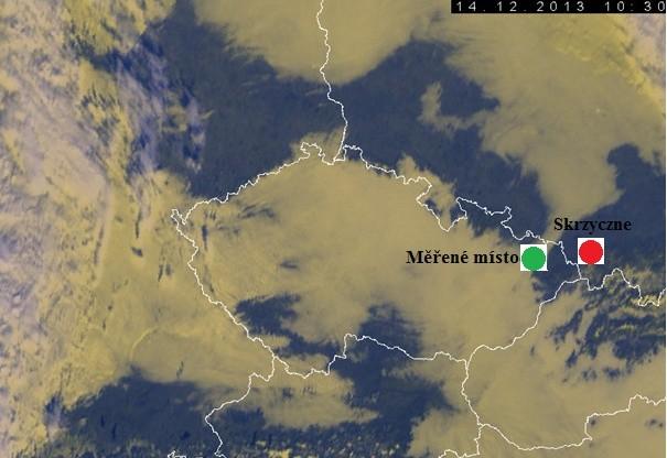 Tabulka 4.14 Naměřené hodnoty vysílače Skrzyczne - normální počasí Normální počasí 7. 3. 2014 Skrzyczne 634.