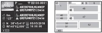 Detailní zobrazení informací Snímky Videoklipy 15 Citlivost (str.35) 16 EV kompenzace (str. 36) 17 Vyvážení bílé (str. 45) 18 Vyvážení bílé jemné doladění (str. 46) 19 Digitální filtr (str.