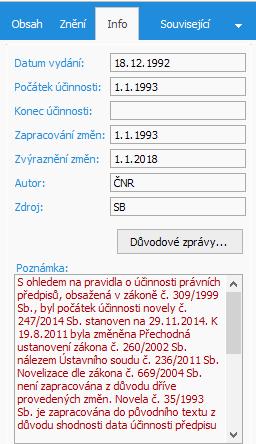 Doplňující panel / karta Info Po otevření dokumentu je v levé části automaticky zobrazena karta Info, která přináší informace o otevřeném dokumentu.