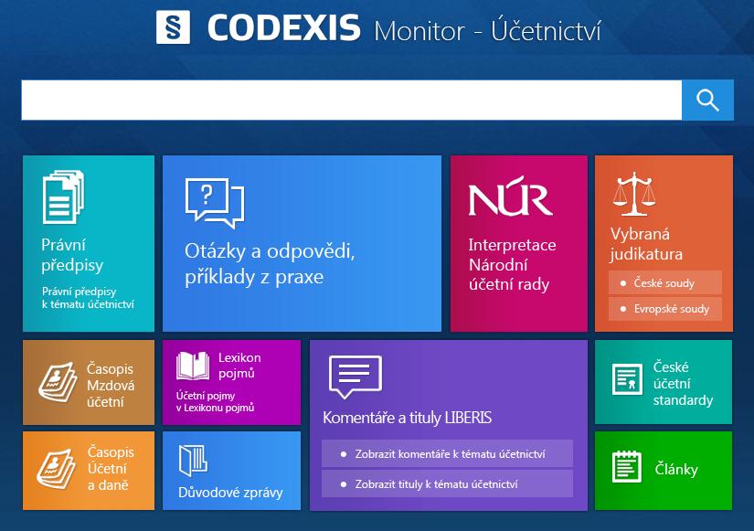 6.13 Monitor - Účetnictví Monitor Účetnictví zpřístupňuje přehledy vybraných ustanovení, například právní předpisy Legislativy ČR a Legislativy EU, důvodové zprávy, Interpretace Národní účetní rady,
