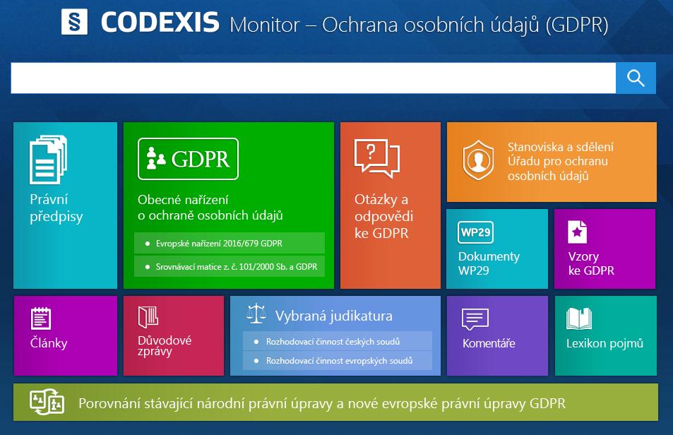 6.16 Monitor - Ochrana osobních údajů (GDPR) Pomocí tohoto doplňku může uživatel jednoduše přistupovat k právním předpisům z oblasti ochrany osobních údajů, používat rozšířené filtry pro zobrazení