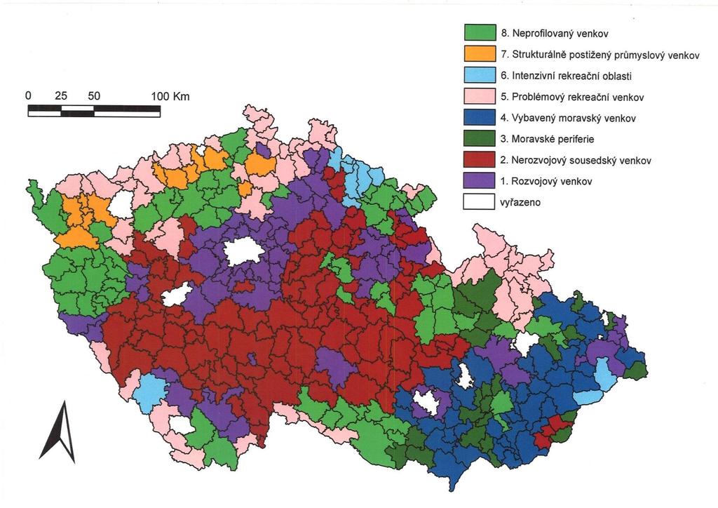 Příklad typologie venkovského prostoru Zdroj: Perlín a kol.