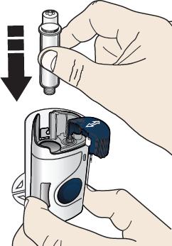 H Očistenú náplň založte do automatizovaného minidávkovača a pevne zatlačte na vrch, kým nie je dobre upevnená.