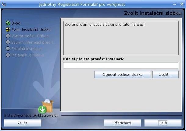 v dalším okně je potřeba zvolit instalační složku a dále umístění zástupce pro spouštění aplikace.