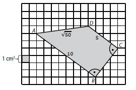 63) V pravoúhlé síti jsou v mřížových bodech umístěny vrcholy čtyřúhelníku ABCD. Jaký je obsah čtyřúhelníku ABCD?