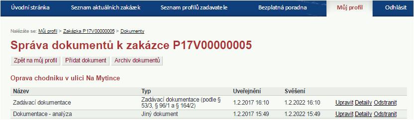 a konečně pokliknutím na Detaily se zobrazí stránka s detailním popisem vlastností dokumentu, které odpovídají údajům zadávaným při vytváření dokumentu v dialogu Přidat dokument.