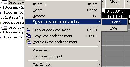 Export výstupů II (Workbook) Celkový workbook lze ukládat pouze ve formátu Statistica.