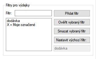 pojmenované v Pohodě. Po přidání filtru si můžete ověřit, zda název filtru v Pohodě existuje, popř. nastavit filtr jako výchozí.