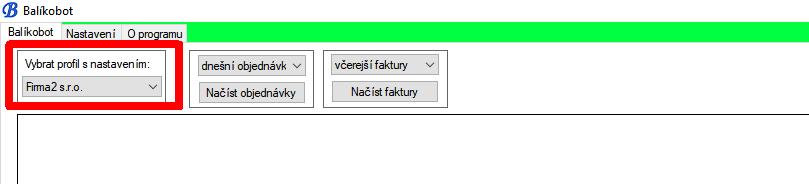 Přepínat mezi profily pak můžete rychle ve výklopném seznamu s profily, který najdete na hlavním formuláři aplikace nad tabulkou se záznamy.
