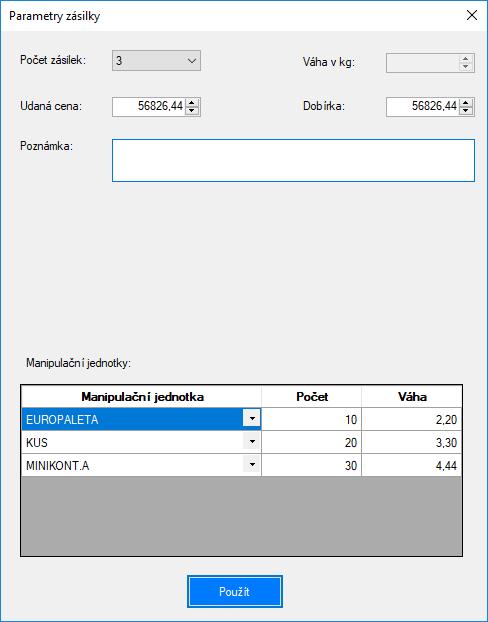 Parametry zásilky se do databáze ukládají až po úspěšném vytvoření štítku.