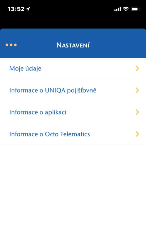 NASTAVENÍ V nabídce NASTAVENÍ naleznete hlavní informace o aplikaci,