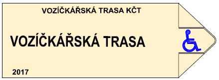 Vozíčkářské značené trasy V roce 2009 se KČT ve spolupráci se sdružením vozíčkářů rozhodl vyznačit vozíčkářské trasy, které slouží k bezpečnému a spolehlivému pohybu tělesně postižených občanů na