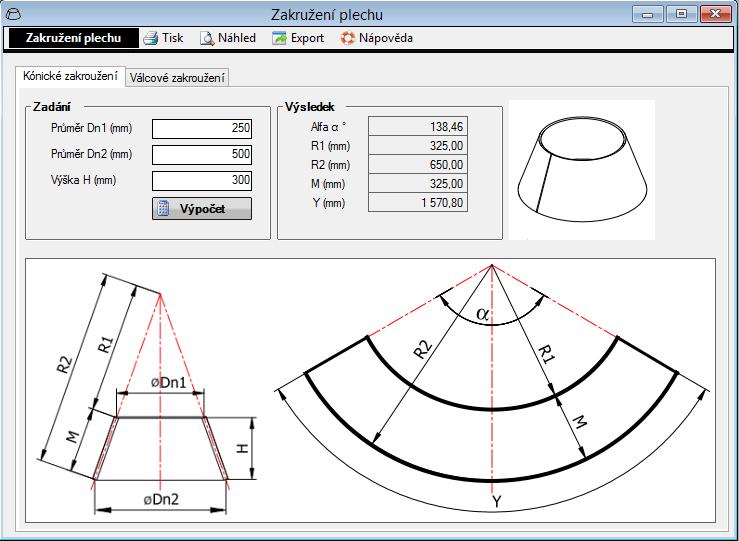 TPV calculatin 6.2.1 Uživatelská příručka Celkvá délka plechu: vypčítaná celkvá rzvinutá délka plechu v mm. Výsledek je puze rientační.