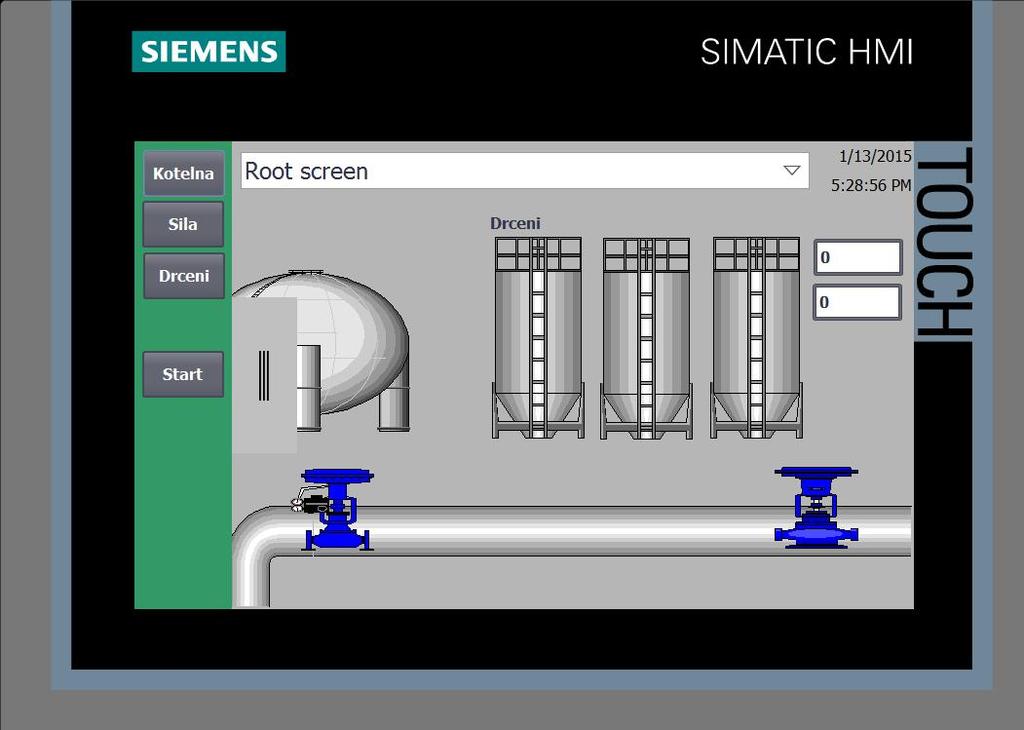 SIMATIC HMI v platformě TIA Portal Comfort panely Slide-in screen (klouzavé okno) Slide-in