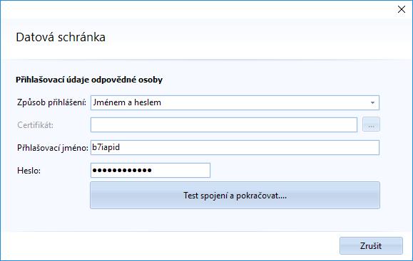 2. Účty 2.1 Přidání účtu pro přístup do datové schránky K základní práci s Datovou schránkou je nutné zavést do systému platný účet, který si uživatel nechal vytvořit.