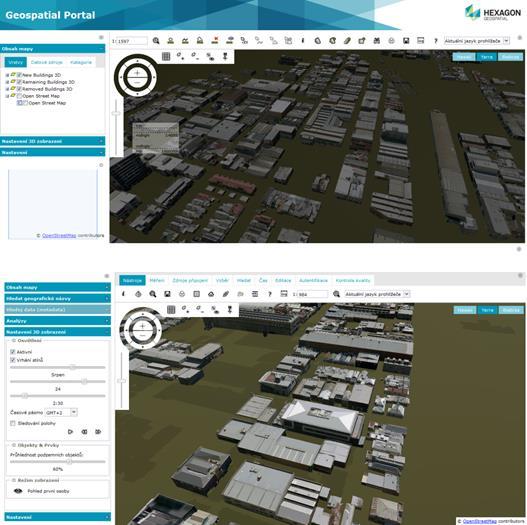 Obr. 10: Příklady (mock-up) rozhraní a rozmístění ovládacích panelů pro 3D vizualizace.