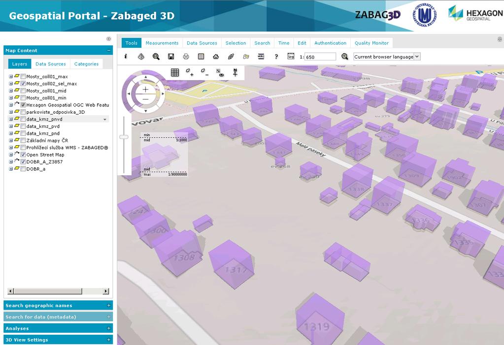 Pro prověření možnosti provázání dat ZABAGED na geografické podklady na lokální úrovni byla získána ukázka dat Digitální mapy města z území města Kladna - výřez o rozměrech 2x2 km.