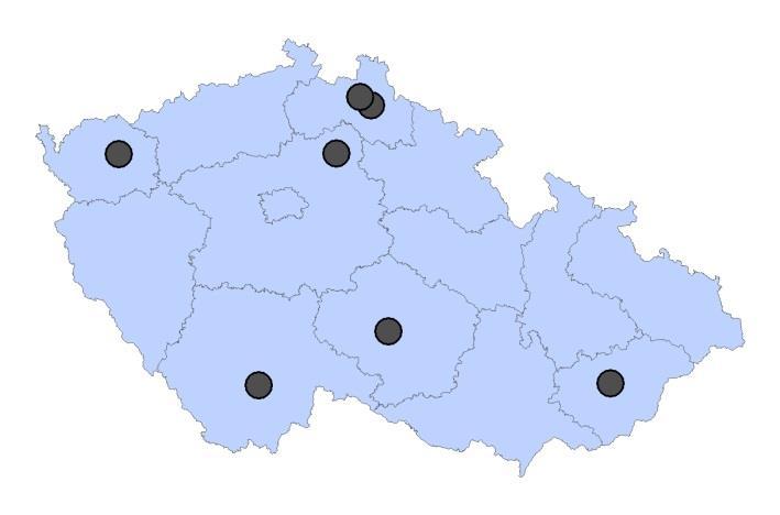 Dohoda o partnerství vymezuje celkem 6 měst (+ jejich zázemí) pro využití nástroje IPRÚ: České Budějovice Jihlava Karlovy Vary Liberec - Jablonec n.