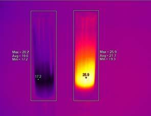 Tepelné porovnání mezi řízenou endotermickou chemickou reakcí (vlevo) a řízenou exotermickou chemickou reakcí (vpravo) Oblast delaminace a vícenásobných otvorů na listu vrtule letadla Vyhodnocení