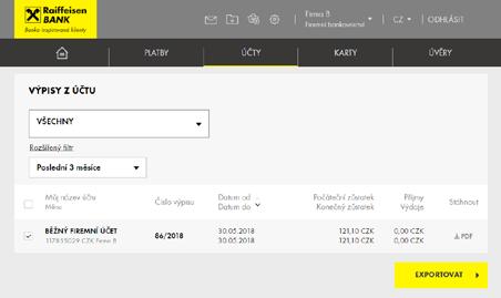 V zobrazení Přes všechny firmy můžete najednou stáhnout výpisy ze všech účtů všech firem.