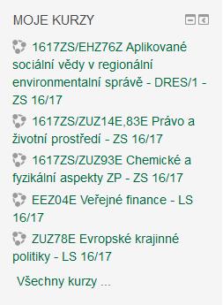 10 Přehled kurzů Přehled vlastních (zapsaných nebo vyučovaných) kurzů Možnost