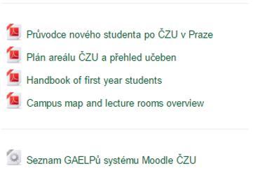 cz GAELP garant elektronické podpory pro katedru vytvoření nového kurzu, převedení kurzů do nového semestru, odstranění kurzů problémy se