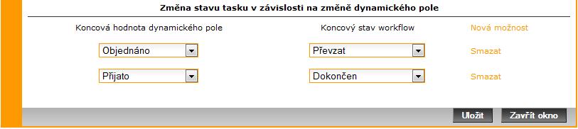 pole) převezme task a zároveň bude u dotyčného tasku hodnota tohoto Selectboxu Čeká na objednání, pak se provede automatická změna hodnoty pole na Objednáno.