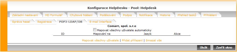 Doporučujeme nejdříve přečíst kapitolu 14. POP3 přiřazení. Jednotlivé e-mailové adresy lze přiřadit kromě uživatelů TaskPoolu také konkrétním uživatelům Helpdesku.