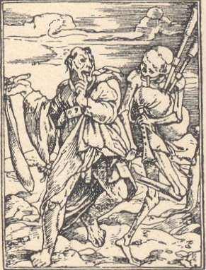 11. Hans Holbein mladší: Cyklus tance smrti (Blázen),