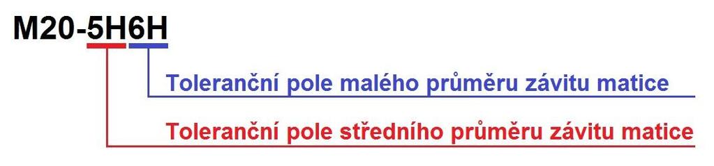 rozměru závitu se odděluje pomlčkou; - toleranční