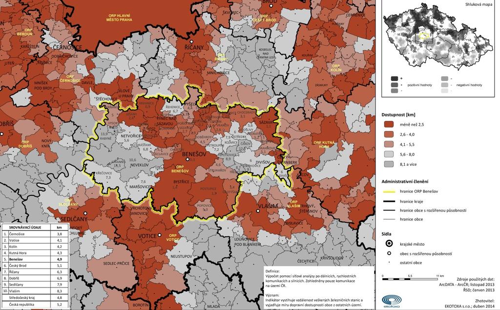 Kartogram 31 Dostupnost železničních stanic Železniční tratě navazující na mezinárodní koridor